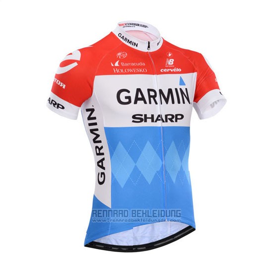 2014 Fahrradbekleidung Garmin Sharp Hellblau und Rot Trikot Kurzarm und Tragerhose